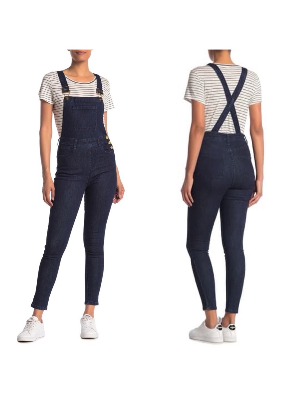 NWOT WEWOREWHAT High Rise Skinny Overalls Indigo